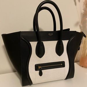 COPY - CELINE MINI LUGGAGE HANDBAG (black / white)